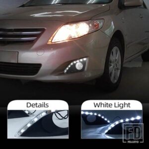 FALSHING 1セット車用LEDデイタイムランニングライトDRLトヨタカローラ2007 2008 2009 2010 LED DRLフォグランプカバードライビングライト