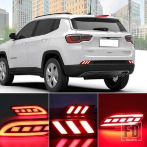 車用点滅LEDリフレクター リアバンパー テールライト フォグランプ カバー ブレーキライト ランプ ジープ コンパス 2017-20用 1ペア