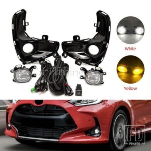 車用LEDフロントバンパーフォグランプ トヨタ ヤリス ヴィオス 2020 2021 2022 フォグランプカバー ワイヤーハーネス グリル フォグライトフレーム