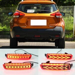 車用点滅LEDリフレクター1セット 日産キックス 2016-2020年式用 テールライト リアフォグランプ バンパーライト オートバルブ ブレーキライト