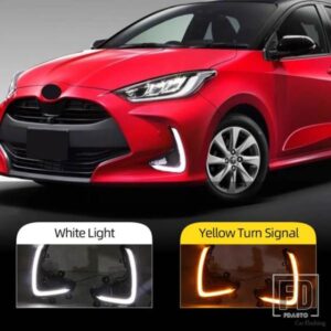 トヨタ ヤリス ヴィオス 2020 2021 2022用 LEDデイタイムランニングライト 2個 ダイナミックターンイエローシグナルリレーカーDRLデイライト