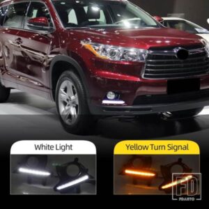 トヨタ ハイランダー 2014-16用 LED DRL 2個 デイタイムランニングライト デイライト フォグランプカバー フォグライト ウィンカー