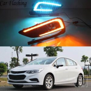 車用点滅LEDデイタイムランニングライトDRL 1ペア シボレー クルーズ 2016 2017 2018 フォグランプ 12V DRL ウィンカーライト付き