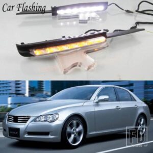 カーフラッシュ 1ペア DRL トヨタ MARK X REIZ 2004-09 LED DRL デイタイムランニングライト ウィンカーランプ付き
