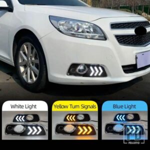2PCS カースタイリング LED DRL デイタイムランニングライト シボレー マリブ 2011-15 フォグランプホール ウィンカー付き