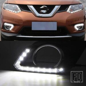 1ペア LED DRL NISSAN X-TRAIL XTRAIL X TRAIL 2014 2015 2016 デイタイムランニングライト デイライト フォグランプカバー フォグランプ