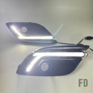 2 個マツダ 3 アクセラ 2017 2018 LED DRL デイタイムランニングライトデイライト黄色ランニングウィンカーフォグランプカバー