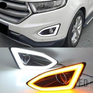 LEDフロントバンパーフォグランプフォグライトワイヤーハーネスグリルカバーFORD EDGE 2015-18 DRLデイタイムランニングライト