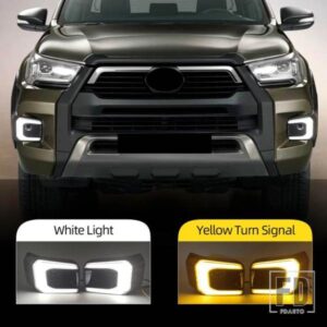 トヨタ ハイラックス ロッコ 2020 2021 2022 用 2個 オートLEDデイタイムランニングライト ダイナミックターンイエローシグナル DRL デイライト