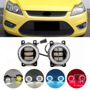 LEDフォグライトアセンブリエンジェルアイデイタイムランニングライトDRLフォードフォーカスMK2 MK3レンジャー2004-2015マスタング2005-2017用