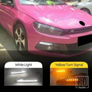 VW SCIROCCO 2008-15用 車フロントLED DRLアンバーウィンカーライト デイタイムランニングライト 2個