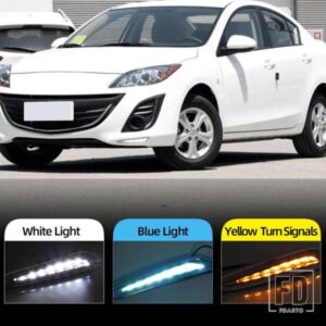 2個 DRL デイタイムランニングライト フォグランプ イエローウィンカー 12V デイライト マツダ 3 マツダ3 アクセラ 2010-13用