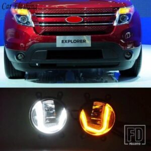 3-IN-1機能 LED DRL デイタイムランニングライト カープロジェクターフォグランプ イエローシグナル付き フォードエクスプローラー 2011-14用