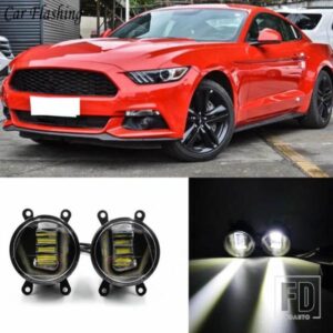 3-IN-1機能 LED DRL デイタイムランニングライト カープロジェクターフォグランプ イエローシグナル付き フォード マスタング 2015-18用