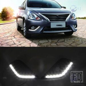 日産サニーヴァーサアルメーララティオ2014-18用DRL 1ペア デイタイムランニングライト フォグランプカバー 12V デイライト