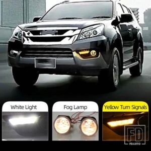 いすゞ MU-X MUX 2015 2016 LED DRL デイタイムランニングライト LED フロントバンパー フォグランプケース ドライビングライト ホワイト 2個セット