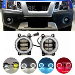 日産エクステラ N50 2005-2015 用 フロントバンパー LED フォグランプ アセンブリ エンジェルアイ DRL デイタイムランニングライト 12V