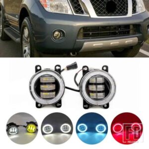 日産パスファインダー R51 2005-2012 用 エンジェルアイ フォグライトアセンブリ フロントバンパー LEDレンズ フォグ デイタイムランニングランプ DRL 12V
