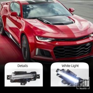 2個 車用 LED DRL フォグランプ デイタイムランニングライト シボレー カマロ ZL1 RS 1LT 2016-19 イエローシグナル付き