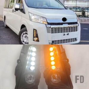 トヨタ ハイエース 2019-21用 LED DRL フォグランプ ケーブル付き スイッチ LED デイタイムランニングライト ウィンカー 2個
