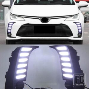LEDデイタイムランニングライト イエローウィンカー 12V フォグランプ デコレーション バンパーライト DRL トヨタ カローラ 2019-22用