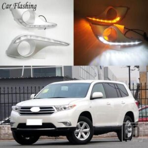 トヨタ ハイランダー 2012 2013 2014 用 カーフラッシュ DRL デイタイムランニングライト フォグランプカバー ヘッドライト 12V デイライト