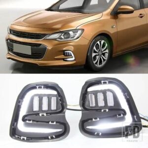 車用点滅LEDデイタイムランニングライト 1ペア ウィンカーフォグランプカバー シボレー キャバリエ 2016-19 DRL用