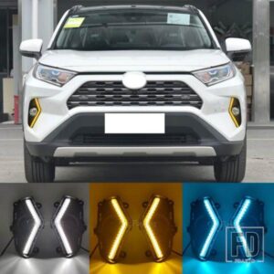 LED DRL フォグランプ トヨタ RAV4 2019-22 デイタイムランニングライト フォグランプ カバー グリル フレーム ウィンカー エンジェルアイ