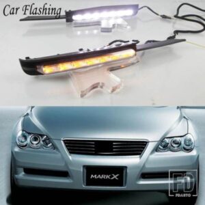 トヨタ マークX REIZ 2004-09用 車用点滅 2個 LED DRL デイタイムランニングライト ウィンカー フォグランプ付き