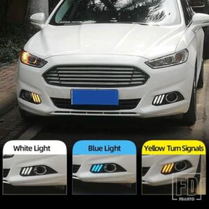 フォード モンデオ フュージョン 2013-16 用 イエロー ウィンカーリレー 防水 車用 DRL ランプ LED デイタイムランニングライト 1セット
