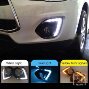 三菱 ASX 2013 2014 2015 用 LED デイタイムランニングライト デイライト 防水 フォグランプ ヘッドランプカバー ウィンカー