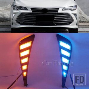 トヨタ アバロン 2018-21用 車用LED DRL デイタイムランニングライト フォグランプ ダイナミックウィンカー フォグランプカバー付き