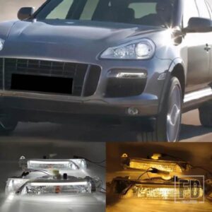 ポルシェ カイエン GTS ターボ 2007 2008 2009 2010 用 フロントバンパー LED フォグランプ デイタイムランニングライト