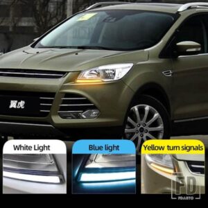 フォード クーガ エスケープ 2013-16 デイタイムランニングライト DRL LED フォグランプカバー イエローウィンカー機能付き 1ペア