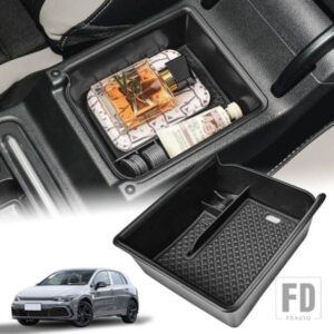 センターコンソールオーガナイザートレイ VW フォルクスワーゲン ゴルフ GTI R MK8 2022 2023 2024 2025 アームレスト収納 車用ボックス