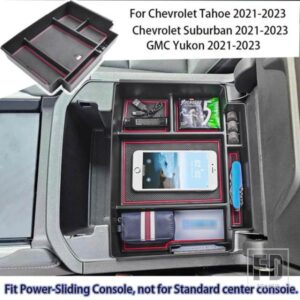 2021-2023年式シボレー タホ/サバーバンGMC ユーコン/ユーコンXLアクセサリー用センターコンソールオーガナイザーパワースライドコンソールに適合