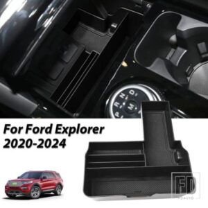 フォード エクスプローラー 2020-24用センターコンソールトレイ アームレスト収納ボックスアクセサリー カーセンター カーコンソールオーガナイザー
