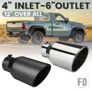 汎用カーストレートエキゾーストチップ 長さ12インチ インレット4インチ アウトレット6インチ テールパイプ 耐腐食性エキゾーストテールスロートパイプ
