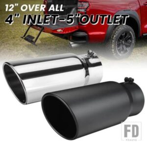 汎用カーストレートエキゾーストチップ 長さ12インチ インレット4インチ アウトレット5インチ テールパイプ 耐腐食性エキゾーストテールスロートパイプ