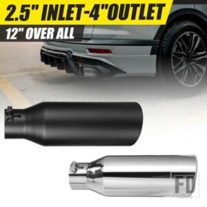 汎用2.5インチインレット4インチアウトレット排気口12インチ長さステンレス車ストレートマフラーチップ車テールパイプ用