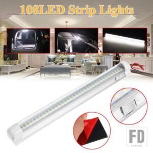 108 LED 12V-80V 車内ライトバー 明白色ライトチューブ スイッチ付き RV キャンピングカー ボート バン 大型トラック キャラバン用