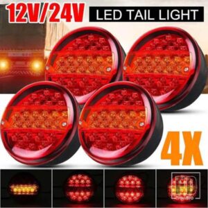 1X/2X/4X 25 LED 12V 24V汎用カーテールライトリアストップインジケーターブレーキライトラウンドシグナルトレーラートラックキャラバンバンローリー