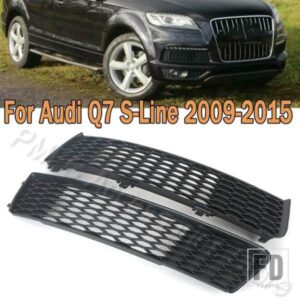 ブラックレーシンググリルカバー フロントバンパー フォグランプグリル メッシュカバートリム AUDI Q7 S-LINE 2009-2015 車用 4L0807697B