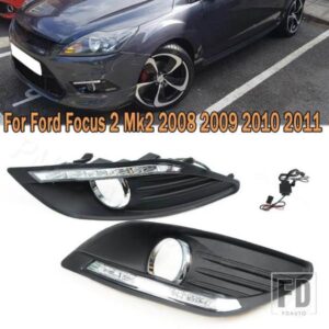 LED フロントロアデイタイムランニングランプ DRL フロントフォグランプ 明ライト フォードフォーカス 2 MK2 2008-11用