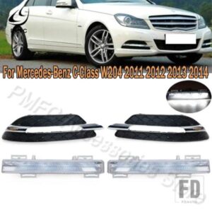 フロントバンパー LED DRL デイタイムランニングライト フォグランプ グリル フォグランプカバー メルセデスベンツ Cクラス W204 2011-2013 A2048803324