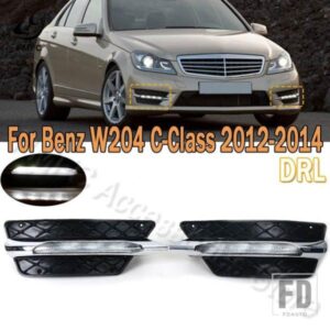 PMFC フロントバンパーグリルモールディング LEDフォグライト デイタイムランニングライト フォグランプ メルセデスベンツ W204 Cクラス 2012 2013 2014用