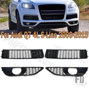 車用フォグランプカバー フォグランプグリル レーシンググリル ヘッドライトメッシュアクセサリー AUDI Q7 4L S-LINE 2009-13-2015用