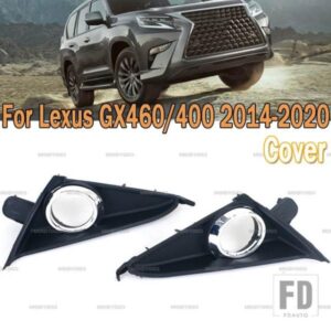 フロントバンパー フォグランプカバーグリル フォグランプグリルフレーム ブラッククローム レクサス GX460/400 2014-20用