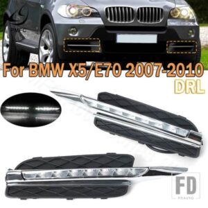 PMFC 8LED DRL デイライト デイタイムランニングライト 防水ヘッドランプアセンブリ ライトカバー BMW X5 E70 2007 2008 2009 2010用