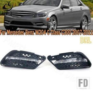 PMFC 車用フロントバンパー LED DRL デイタイムランニングライト ドライビングランプ メルセデスベンツ W204 Cクラス C300 AMG スポーツ 2007 2008-2011用